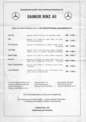 Match programme backcover