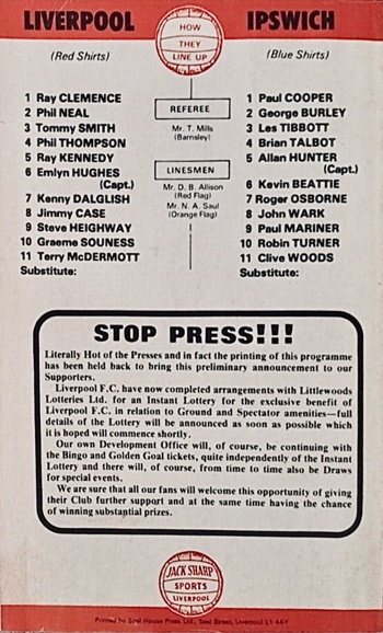 Match programme lineups