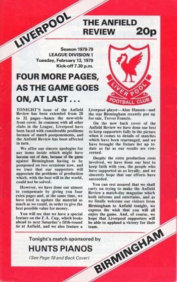 Match programme