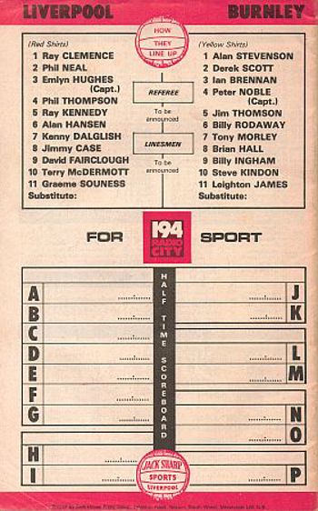 Match programme (BackCover)