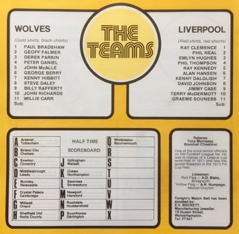 Match Programme - Lineups