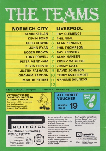 Match programme lineups