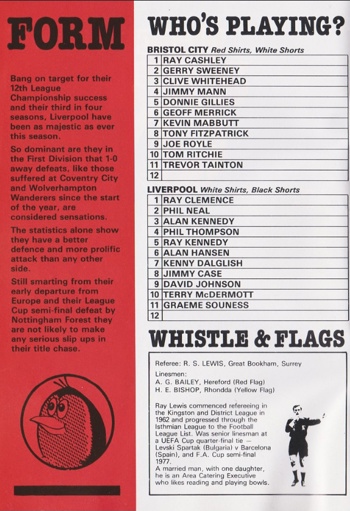 Match Programme Lineups