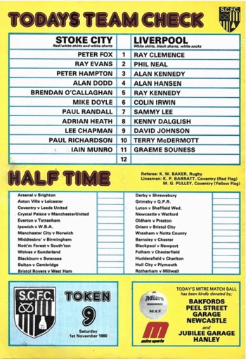 MatchProgramme Lineups