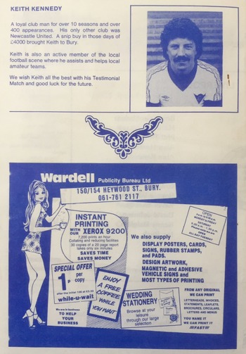 Match programme article