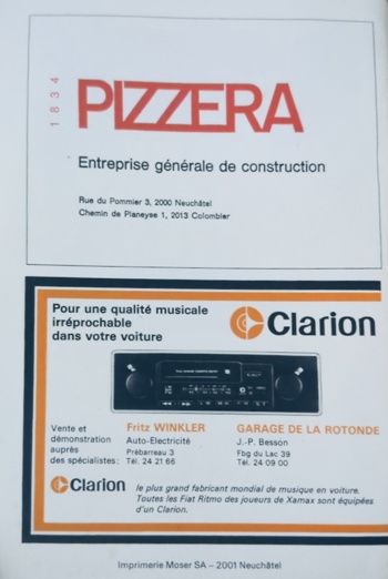 Match programme backcover