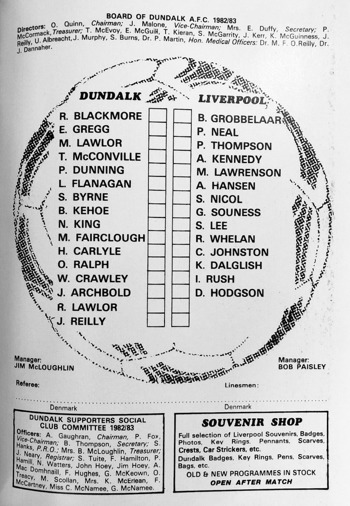 Match Programme lineups