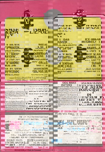 Match programme lineups