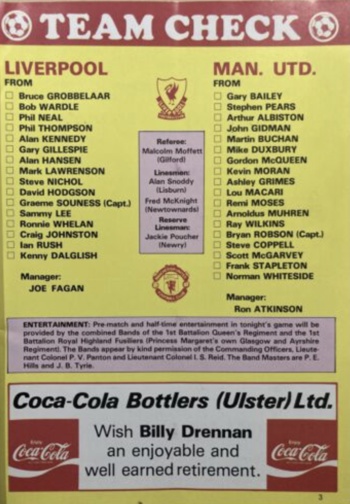Match programme lineups