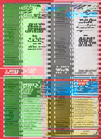 Match programme - lineups
