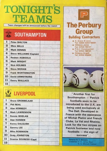 Match programme - lineups