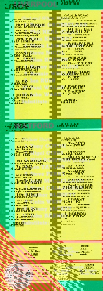 Match programme - Lineups