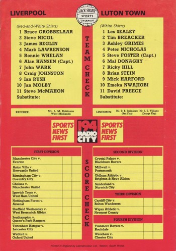 Match Programme Back Cover