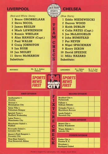 Match Programme Back Cover