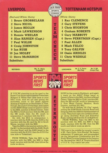 Match Programme Back Cover