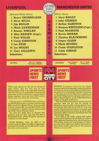 Match Programme Back Cover