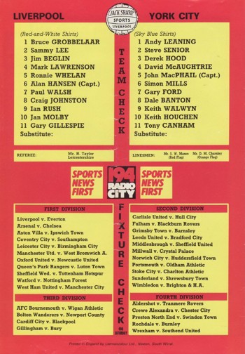 Match Programme Back Cover