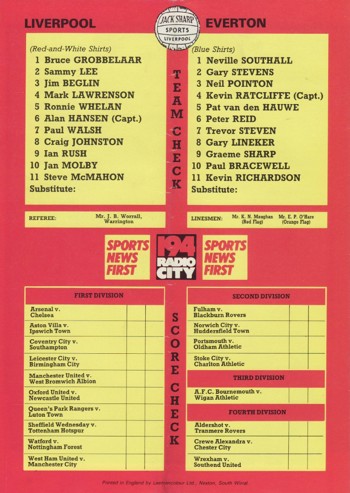 Match Programme Back Cover