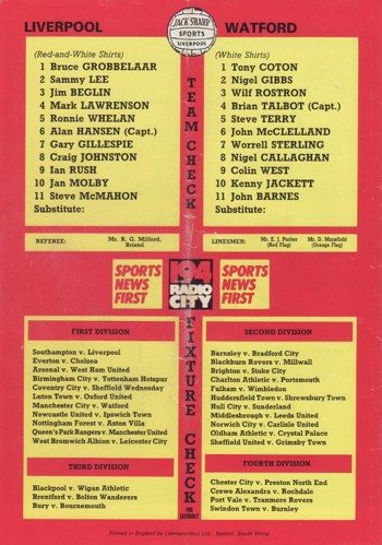 Match Programme Back Cover