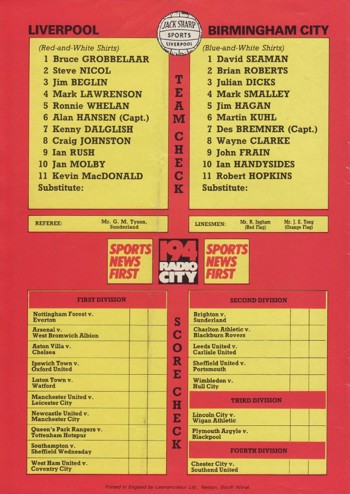 Match Programme Back Cover