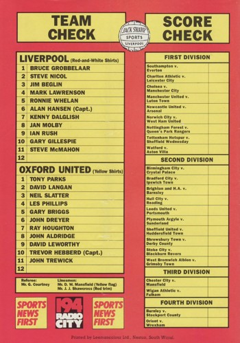 Match Programme Back Cover