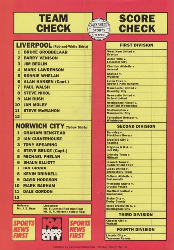 Match Programme Back Cover