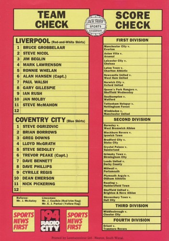 Match Programme Back Cover