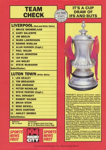 Match Programme Back Cover