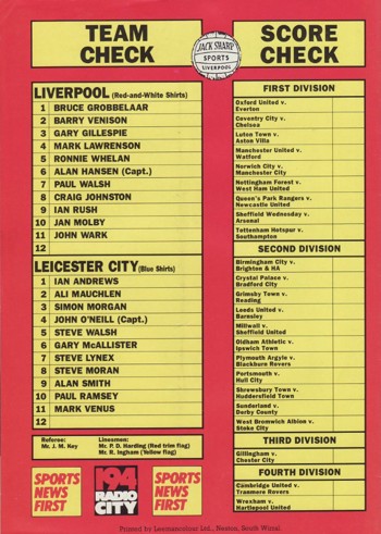 Match Programme Back Cover