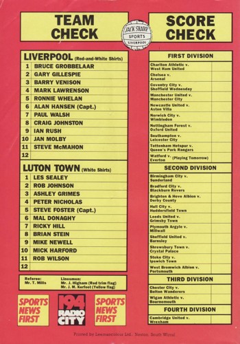Match Programme Back Cover