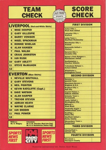 Match Programme Back Cover