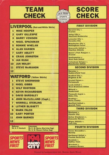 Match Programme Back Cover