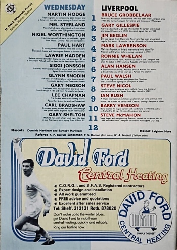 Match programme lineups
