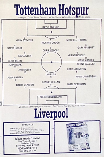 Match programme lineups