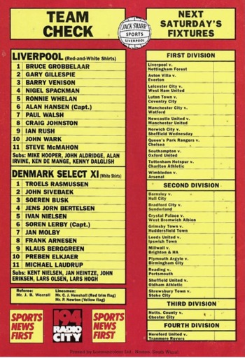MatchProgramme Lineups