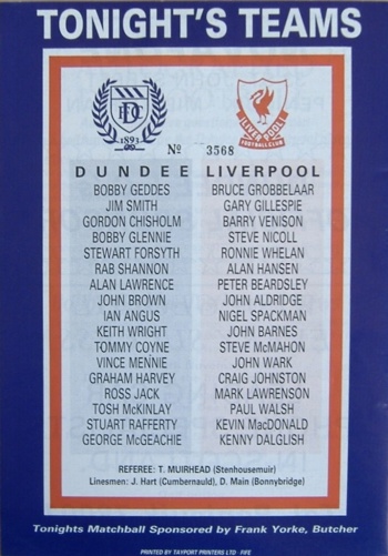 Match programme lineups