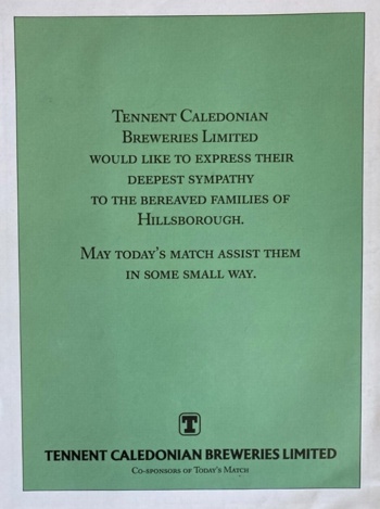 Match programme backcover