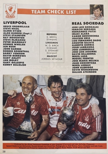 Match programme lineups
