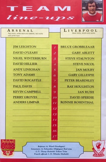Match programme - Lineups
