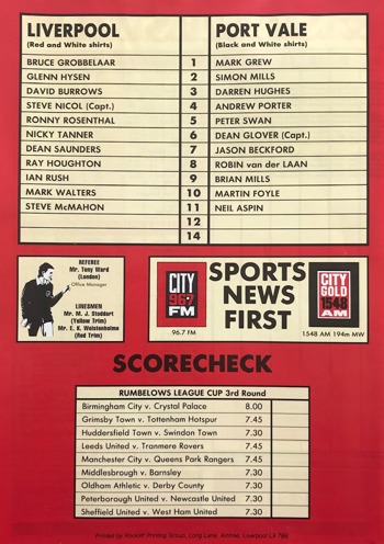 Match Programme Lineups