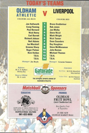Match programme lineups
