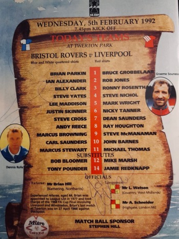 Match programme lineups