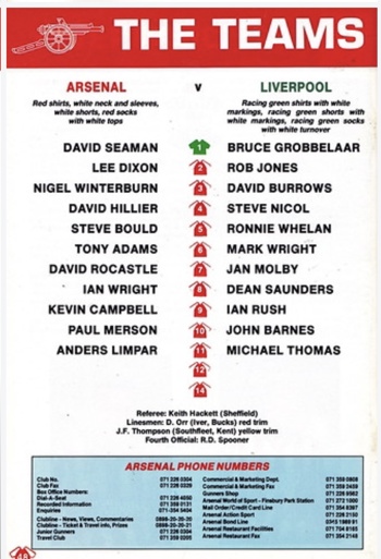 Match programme lineups
