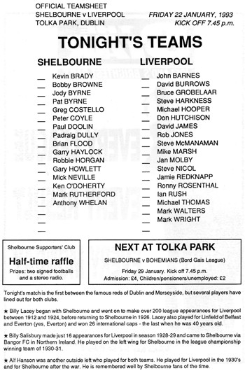 Match programme