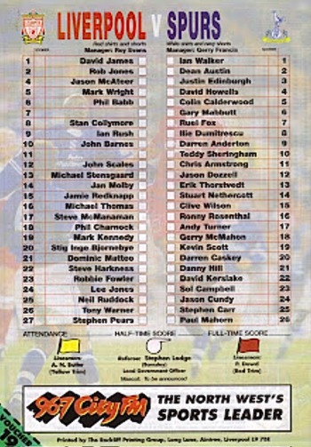 Match programme squadlist