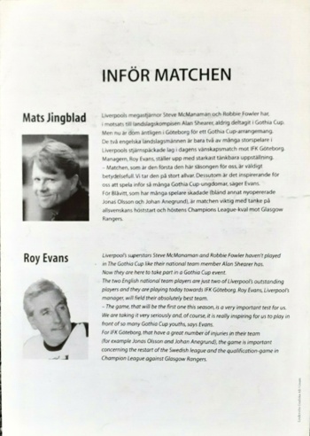Match programme article