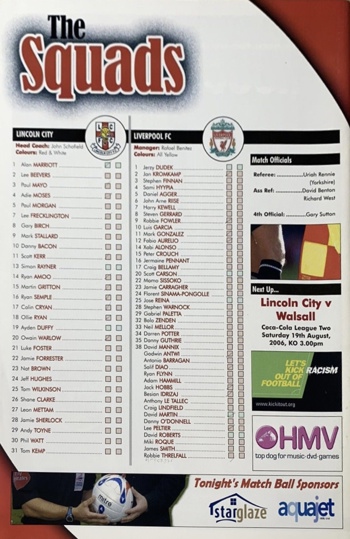 Match programme squadlist