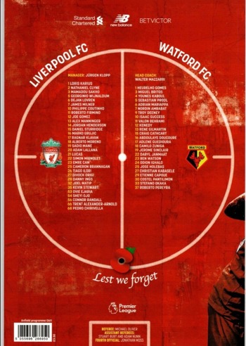 Match programme squadlist