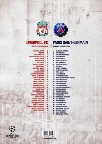 Match programme backcover