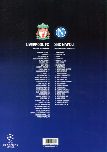 Match programme - backcover